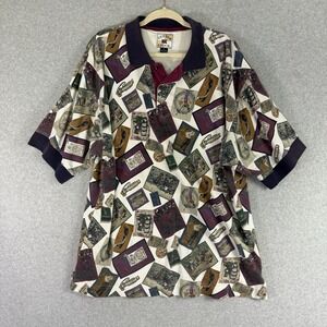 Vintage cutter buck golf polo mens XL all over print pullover short sleeve